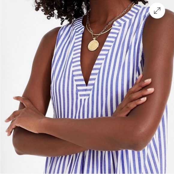 Pomander Place Kenzo Blue and White Striped Poplin Dress Size XL - Picture 3 of 12